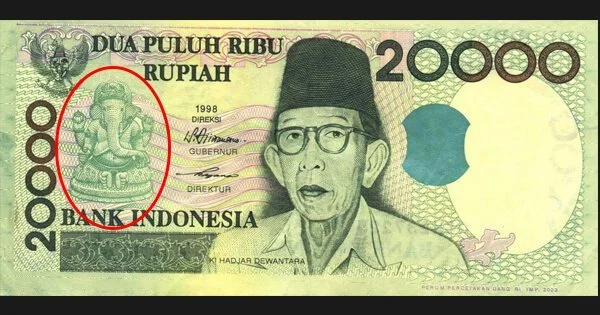 ganesh idol on indonesian currency